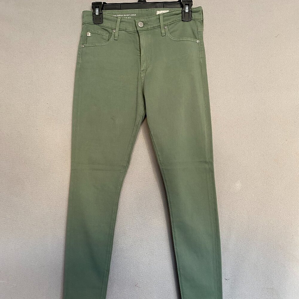 AG Farrah Skinny Ankle Jeans Womens Size 27R Green Stretch Denim Made in USA